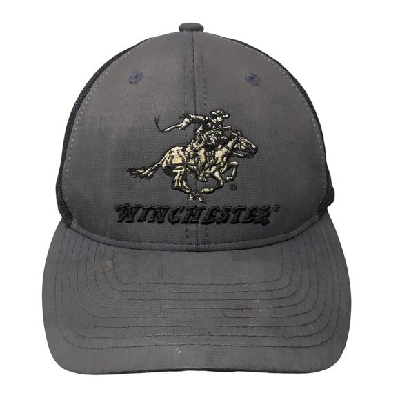 Winchester Snapback Trucker Hat Gray One Size Adjustable Embroidered Mesh Back - Picture 1 of 9